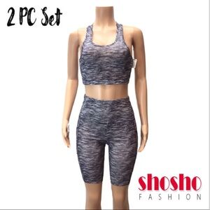 Shosho Womens 2Pc Athleisure Yoga Top & Bottom Set